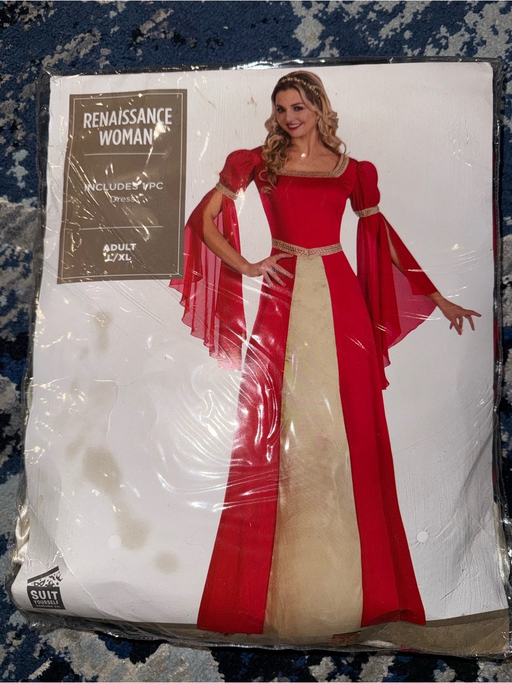 Renaissance Woman Red and Gold Medieval Dress - Adult new size large/xl